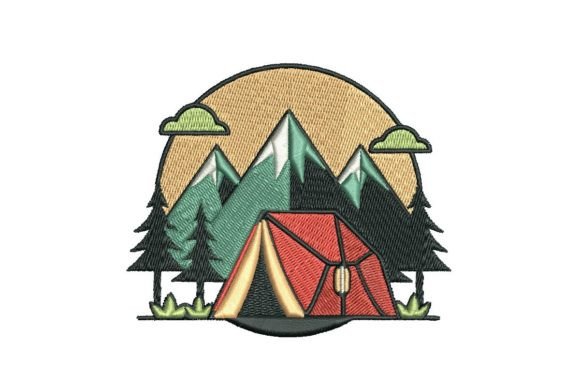 Campsite Embroidery Design