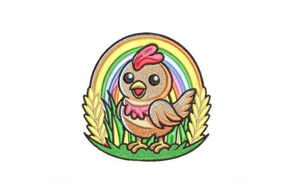 Colorful Chicken Embroidery Design