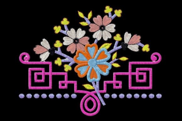 Creative Flowers with Embroidery Motifs