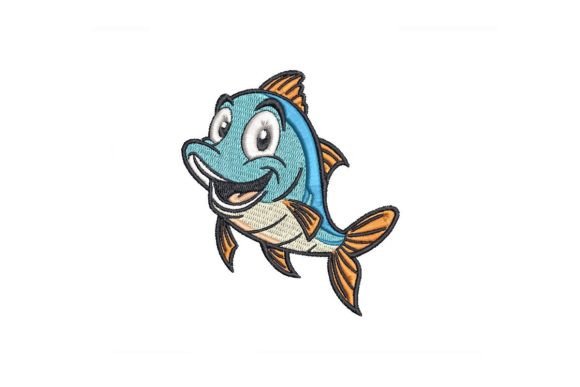 Grinning Fish Embroidery Design