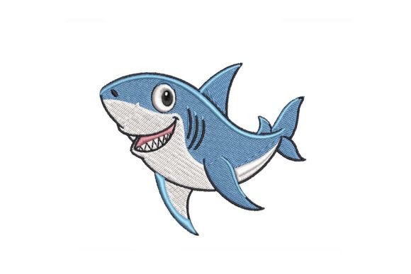 Happy Shark Embroidery Design