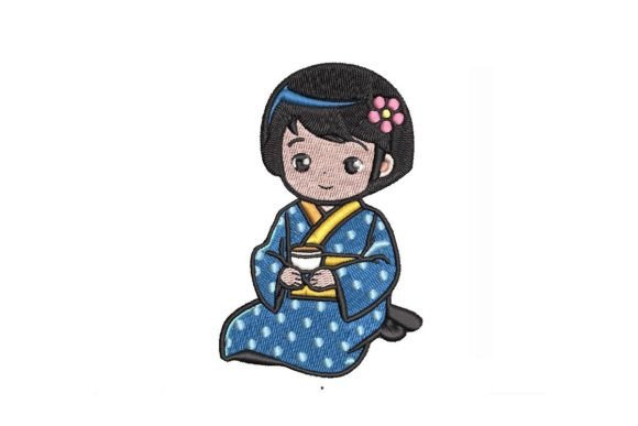 Japanese Girl Embroidery Design