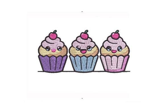 Kawaii Cupcakes Embroidery Design