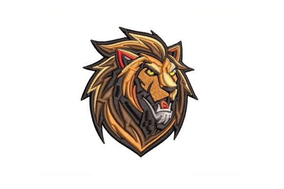 Lion Head Embroidery Design