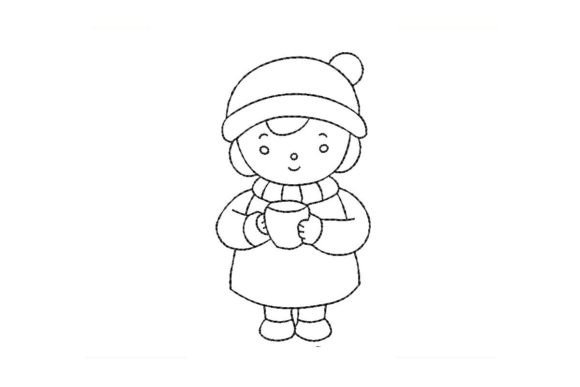 Little Girl Bean Stitch Embroidery Design