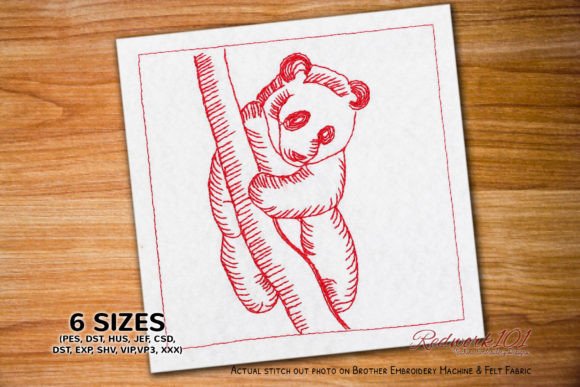 Panda on Branch Bluework Embroidery