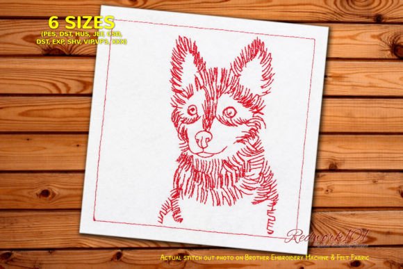 Pomsky Cute Dog Bluework Embroidery