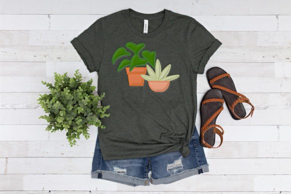 Potted Plants Applique Embroidery