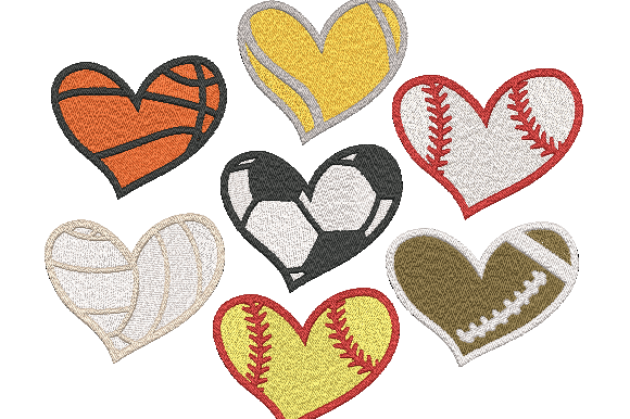 Sports Ball Heart Embroidery